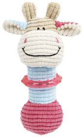 Pet Life Ã‚Â® 'Giraffe-Cow' Plush Squeaking and Rubber Teething Newborn Puppy Dog Toy