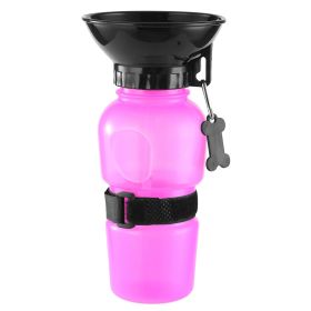 500ml Dog Water Bottle Portable Pet Water Cup BPA Free Water Dispenser Water Feeder Travel Water Drink Cup for Dog Cat (Color: Pink)