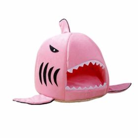 Shark Shape House Beds Tent Mat Small Dog Cat Puppy Beds Soft Dog House For Large Dogs Beds (Color: Pink)