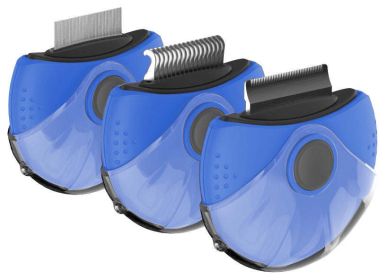 Pet Life Â® 'Axler' Triple Rotating Rake Deshedder and Dematting Grooming Pet Comb (Color: Blue)
