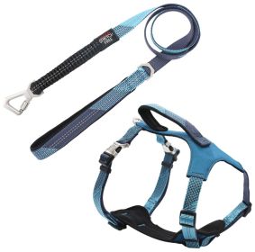 Pet Life Â® 'Geo-prene' 2-in-1 Shock Absorbing Neoprene Padded Reflective Dog Leash and Harness (Color: Blue)