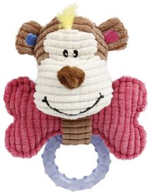 Pet Life Â® 'Paci-Plush' Plush Squeaking and Rubber Teething Newborn Puppy Dog Toy (Color: Pink / Brown)