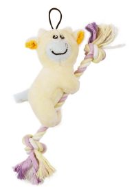 Pet Life Â® 'Broom-Lick' Plush and Jute Rope Squeaking Newborn Cat and Dog Toy (Color: Yellow)