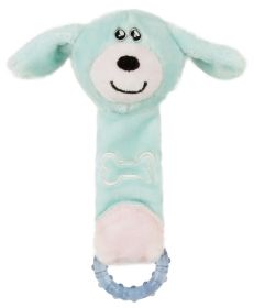 Pet Life Â® Moo-Born' Plush Squeaky and Crinkle Newborn Rubber Teething Cat and Dog Toy (Color: Blue)