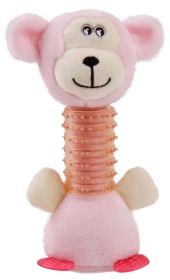 Pet Life Â® Totty-Chew' Plush and Rubber Squeaking Newborn Teething Cat and Dog Toy (Color: Pink)