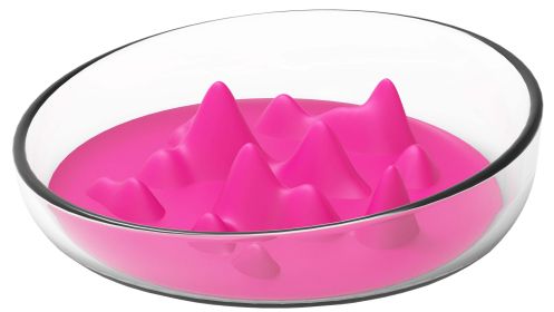 Pet Life Â® 'Cirlicue' Mountain Shaped Modern Slow Feeding Pet Bowl (Color: Pink)
