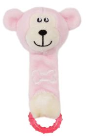 Pet Life Â® Moo-Born' Plush Squeaky and Crinkle Newborn Rubber Teething Cat and Dog Toy (Color: Pink)