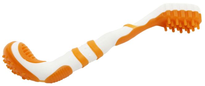 Pet Life Â® 'Denta-Brush' TPR Durable Tooth Brush and Dog Toy (Color: Orange)