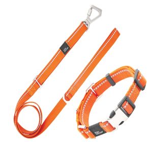 Pet Life Â® 'Advent' Outdoor Series 3M Reflective 2-in-1 Durable Martingale Training Dog Leash and Collar (Color: Orange)