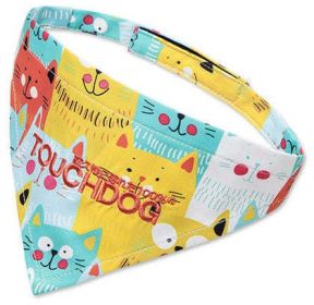 Touchdog Â® 'Head-Popper' Fashion Designer Printed Velcro Dog Bandana (Color: Yellow / Blue)