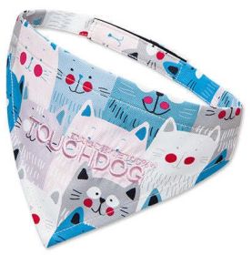 Touchdog Â® 'Head-Popper' Fashion Designer Printed Velcro Dog Bandana (Color: Blue / White)