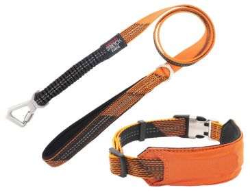 Pet Life Â® 'Geo-prene' 2-in-1 Shock Absorbing Neoprene Padded Reflective Dog Leash and Collar (Color: Orange)