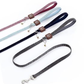 Reflective Dog Leash for Small Medium Dog with Comfortable handle and Nylon Webbing Shiny Suede Fabric (Color: Grey)