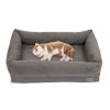 Memory Foam Dog Bed, 4'' Orthopedic Anti-Anxiety Crate Mats, Travel Couch Bed for Cute Dogs, with Durable Washable Pet Beds Cover and Pillow, Gray